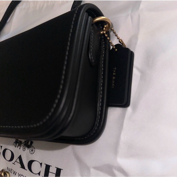 Coach Black Leather Crossbody Wallet with Gold Hardware - Picture 3 of 5